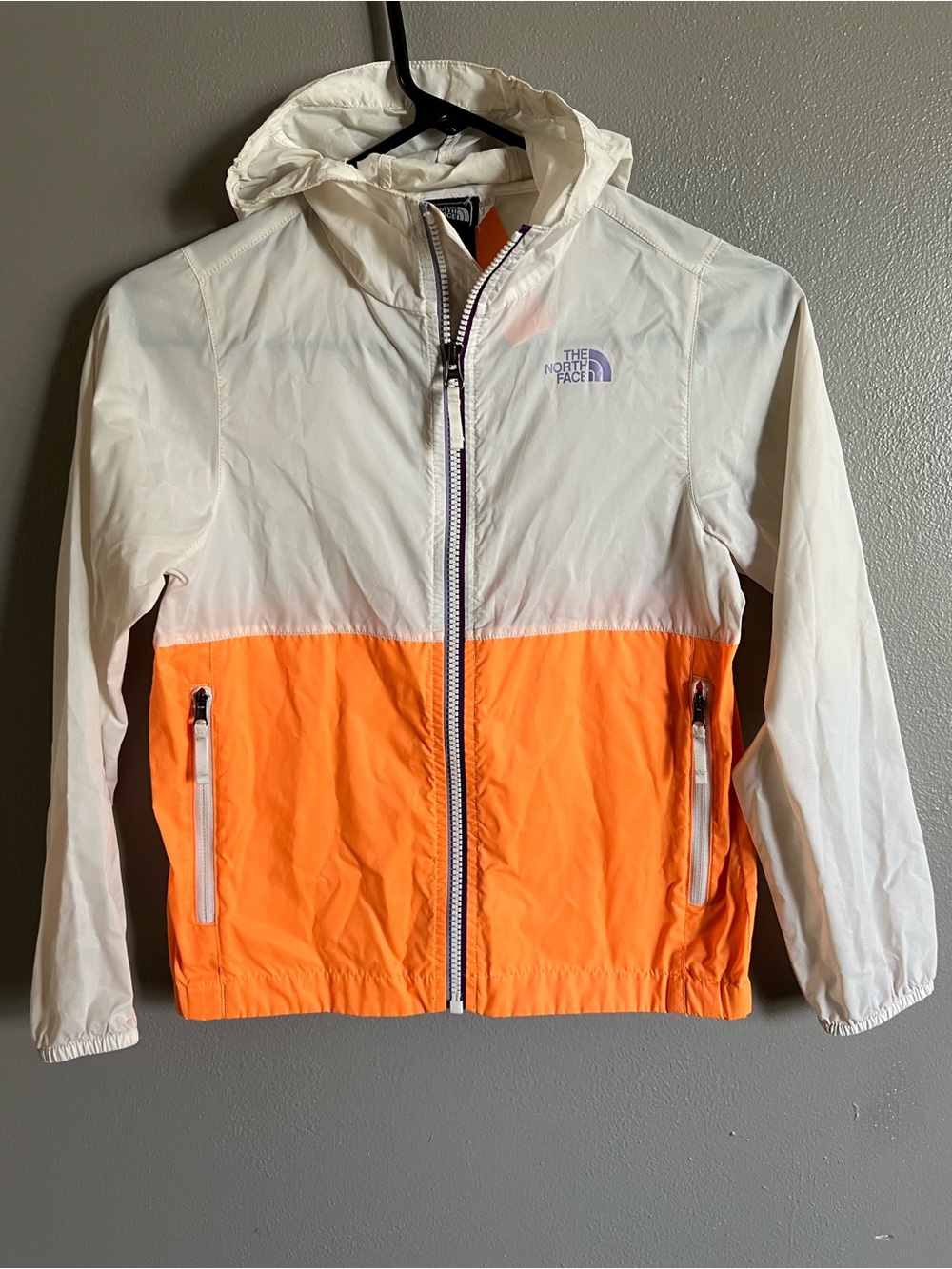 The North Face Windbreaker Light Jacket with Purple Girls Small 7/8